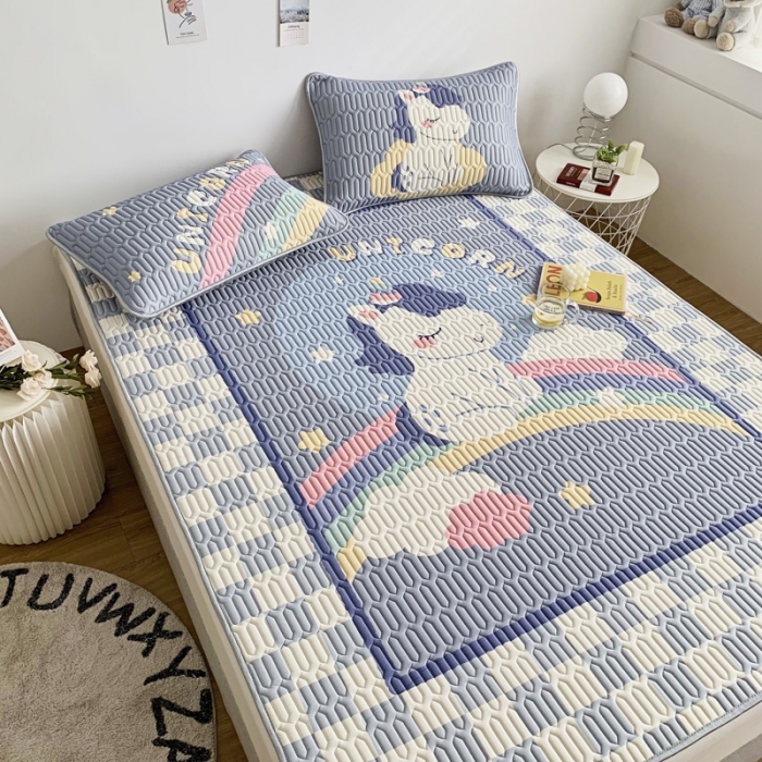 91家纺网 家纺一手货源 找家纺 佰亿莱 2024新款数码印花大版乳胶软凉席三件套 白马王子