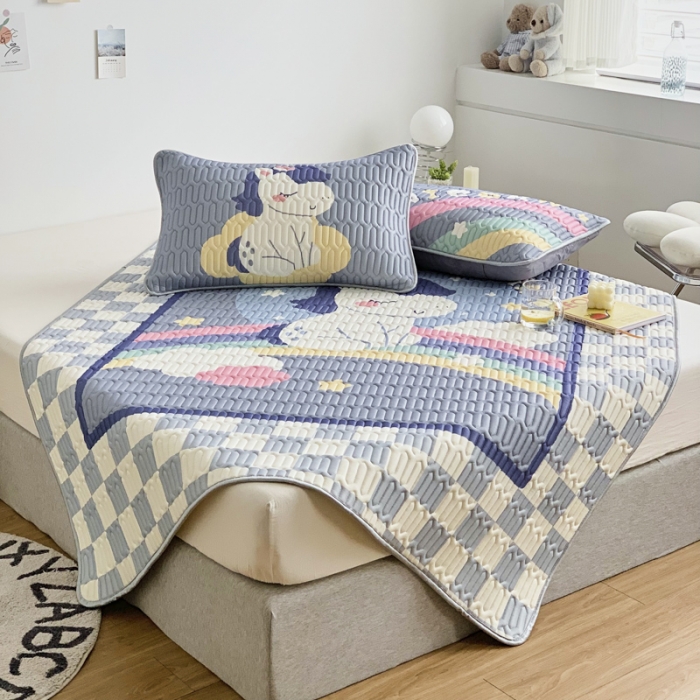 91家纺网 家纺一手货源 找家纺 佰亿莱 2024新款数码印花大版乳胶软凉席三件套 白马王子