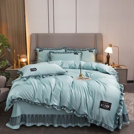 91家纺网 家纺一手货源 找家纺 （总）找底底2023新款床裙款水洗真丝天丝四件套