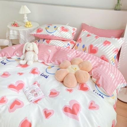 91家纺网 家纺一手货源 找家纺 凌鼎 2025新款40支13372全棉印花四件套 爱心笑脸