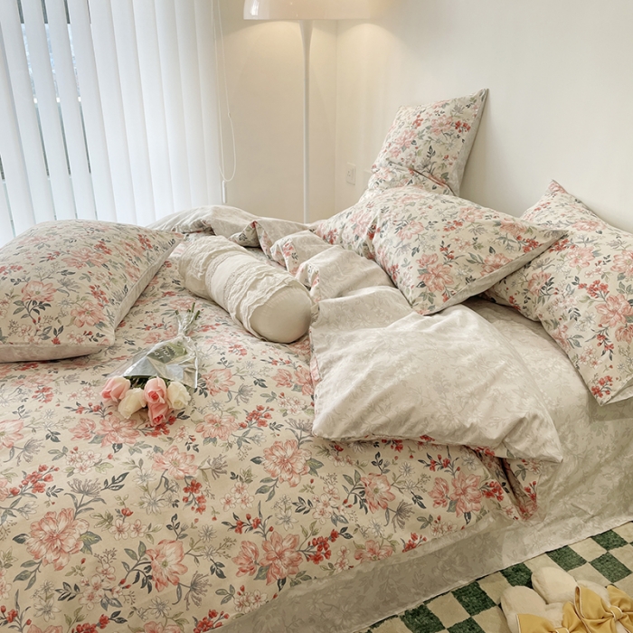 91家纺网 家纺一手货源 找家纺 2022 新款简单款全棉四件套 花倾城