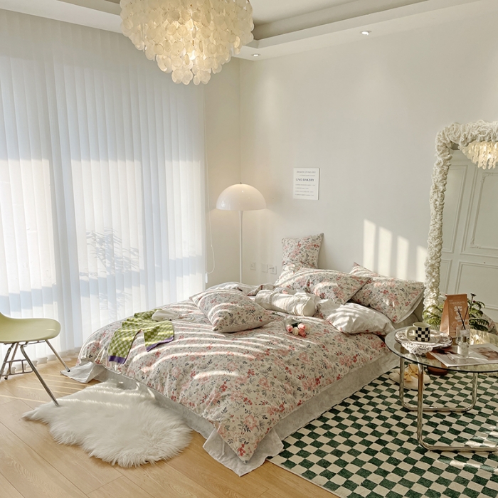 91家纺网 家纺一手货源 找家纺 2022 新款简单款全棉四件套 花倾城