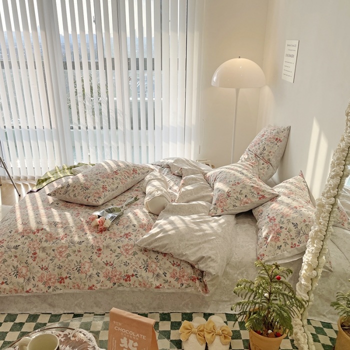 91家纺网 家纺一手货源 找家纺 2022 新款简单款全棉四件套 花倾城