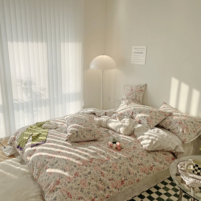 91家纺网 家纺一手货源 找家纺 2022 新款简单款全棉四件套 花倾城