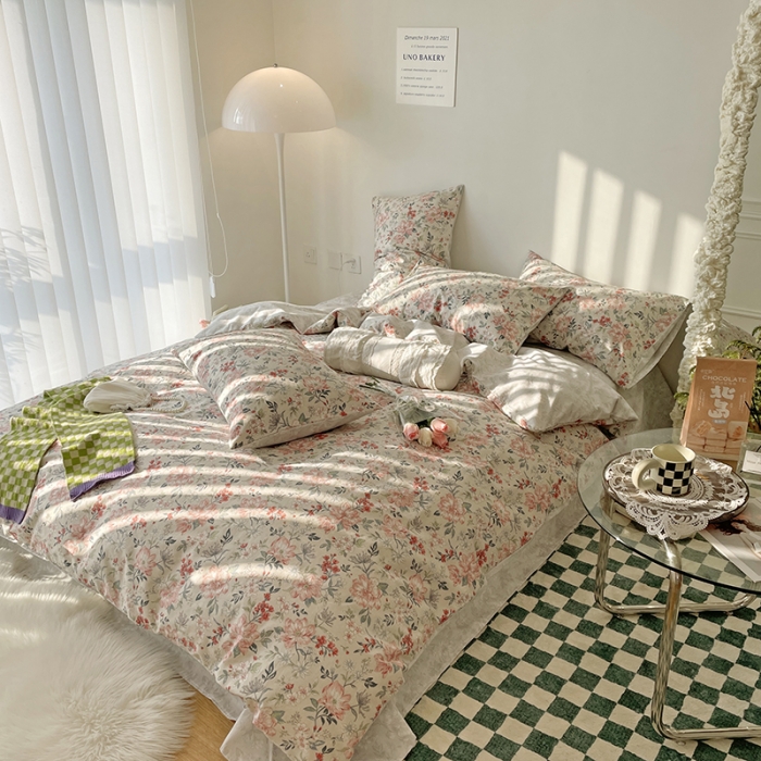 91家纺网 家纺一手货源 找家纺 2022 新款简单款全棉四件套 花倾城