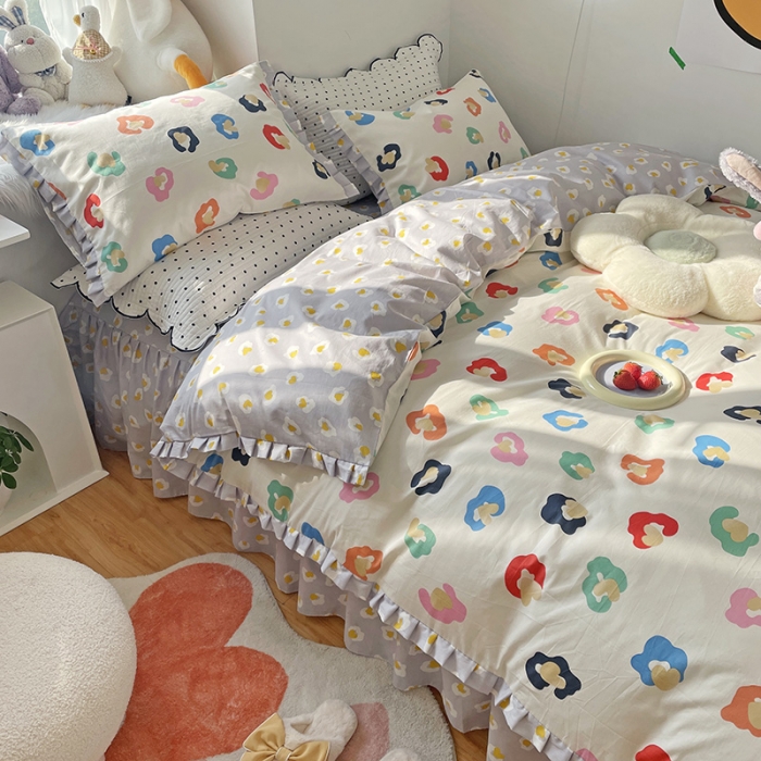 91家纺网 家纺一手货源 找家纺 千朵 2022年新款床裙款床单款全棉四件套