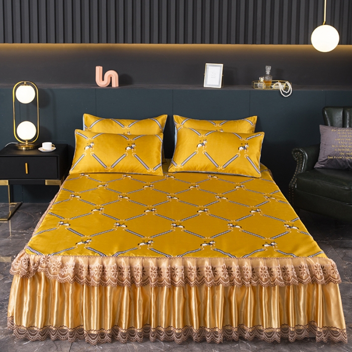 91家纺网 家纺一手货源 找家纺 优姿家纺 2024新款冰丝凉席床裙款 策马奔腾