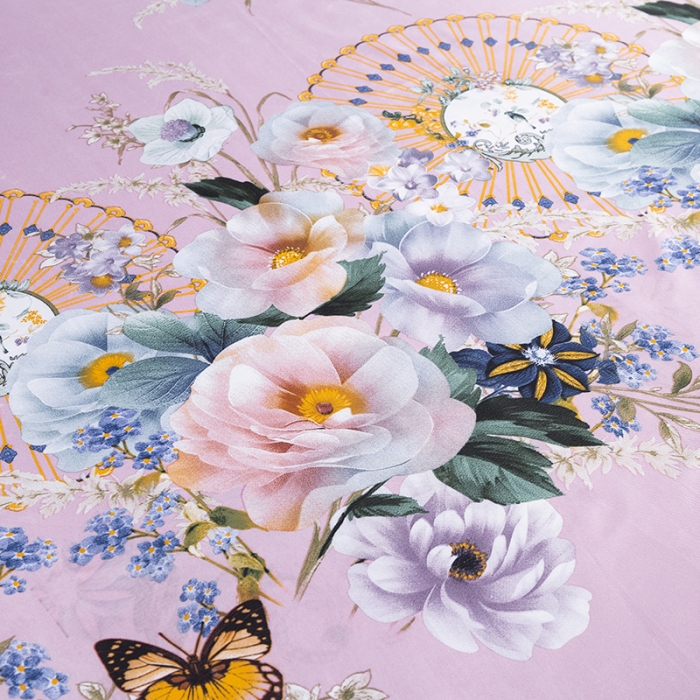 91家纺网 家纺一手货源 找家纺 优姿家纺 2024新款冰丝凉席床裙款 春色满园粉