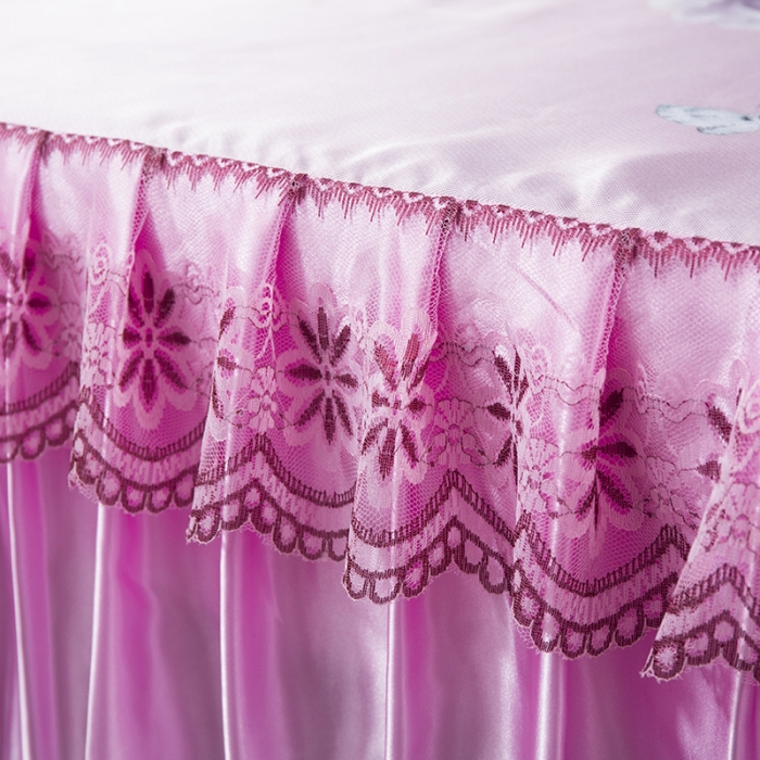 91家纺网 家纺一手货源 找家纺 优姿家纺 2024新款冰丝凉席床裙款 春色满园粉