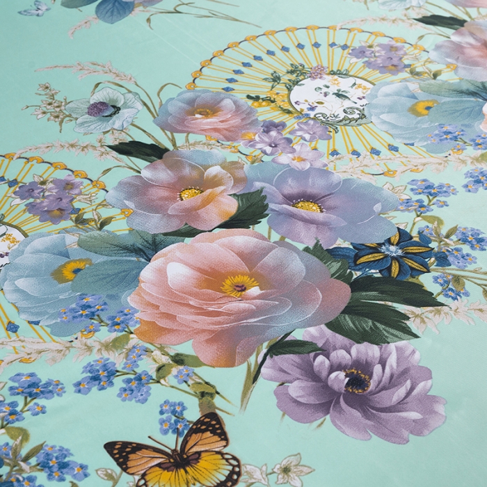 91家纺网 家纺一手货源 找家纺 优姿家纺 2024新款冰丝凉席床裙款 春色满园绿