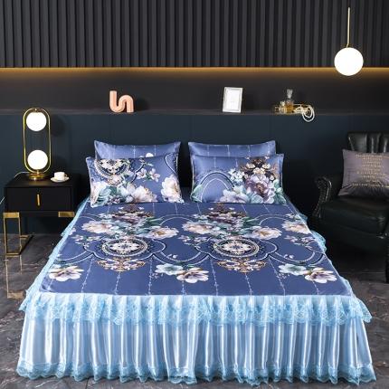 优姿家纺 2024新款冰丝凉席床裙款 花开富贵