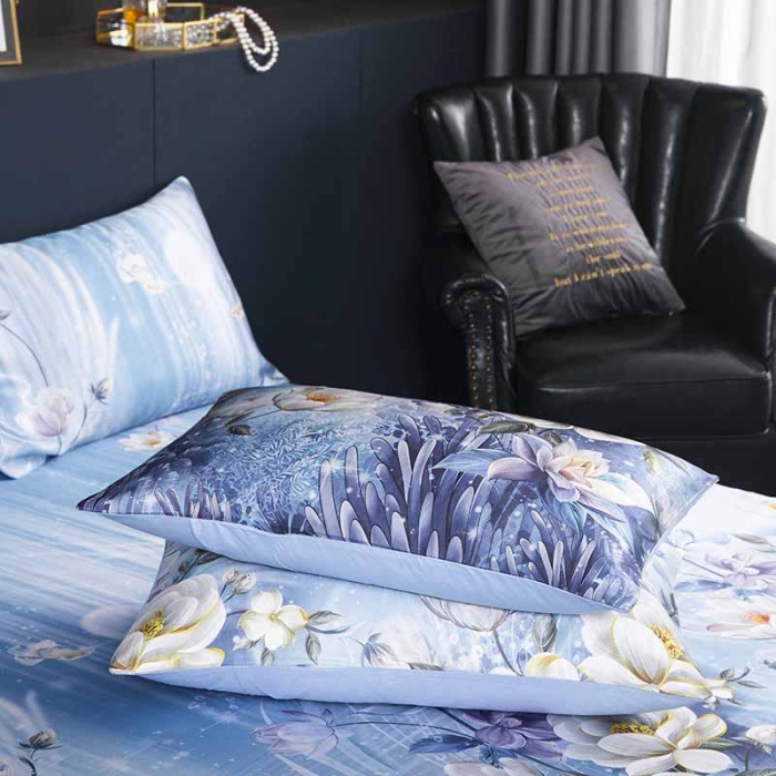 91家纺网 家纺一手货源 找家纺 优姿家纺 2024新款冰丝凉席床裙款 清新花语