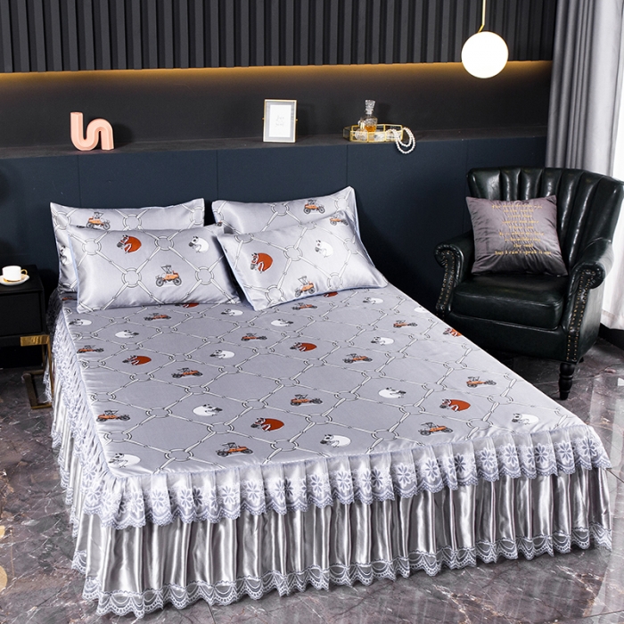 91家纺网 家纺一手货源 找家纺 优姿家纺 2024新款冰丝凉席床裙款 天马行空