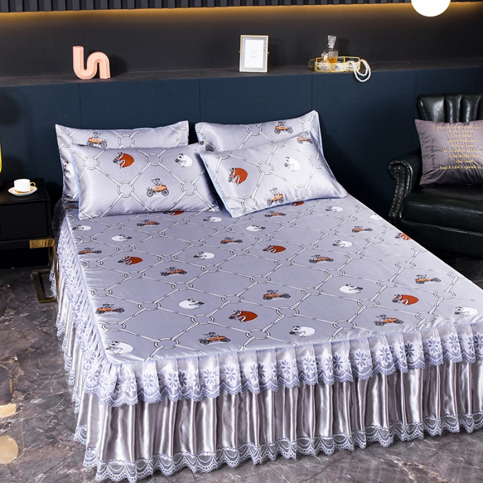 91家纺网 家纺一手货源 找家纺 优姿家纺 2024新款冰丝凉席床裙款 天马行空