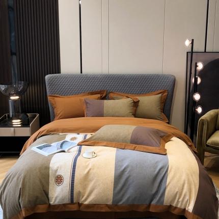 （总）涞澳家纺 2021新款全棉大磨毛拼色四件套