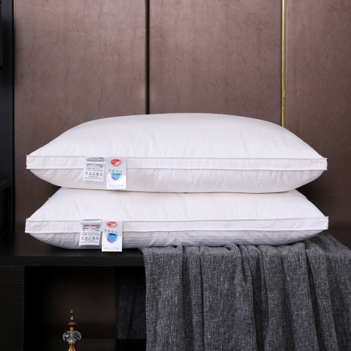 91家纺网 家纺一手货源 找家纺 羽仙子 2023新款100支贡缎提花枕芯三层白色