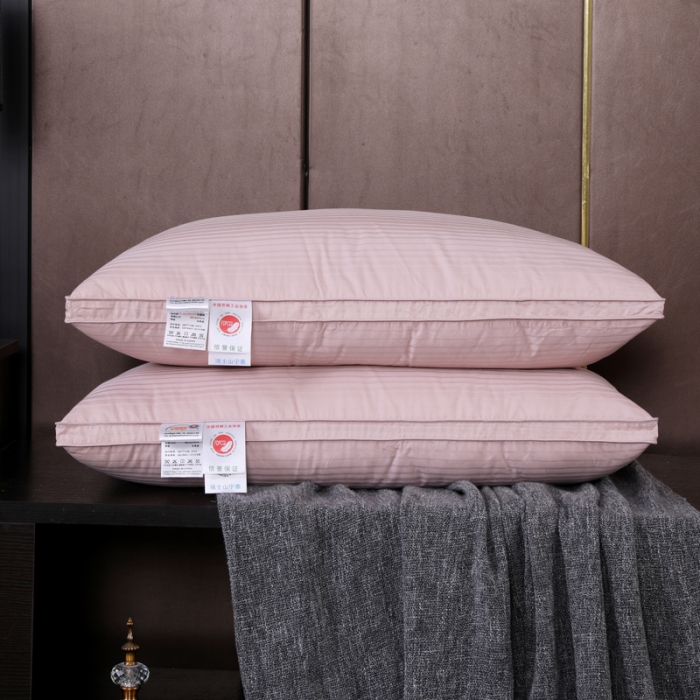 91家纺网 家纺一手货源 找家纺 羽仙子 2023新款100支贡缎提花枕芯三层豆沙