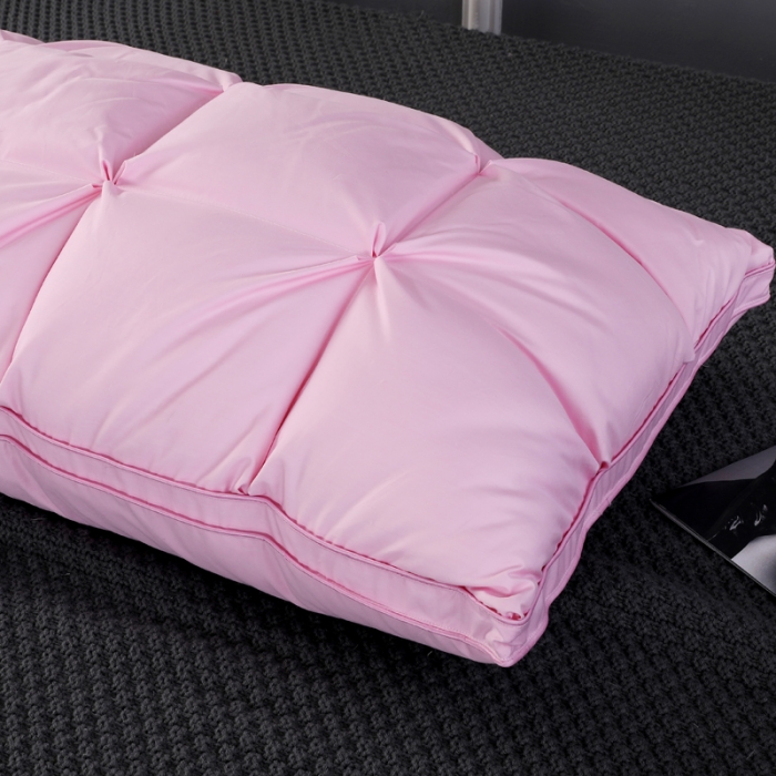 91家纺网 家纺一手货源 找家纺 羽仙子 2023新款面包款80支柔赛丝三层枕芯粉红