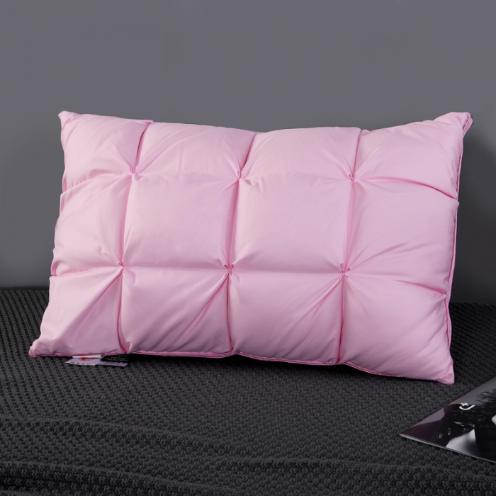 91家纺网 家纺一手货源 找家纺 羽仙子 2023新款面包款80支柔赛丝三层枕芯粉红