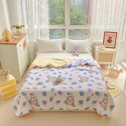 寐居家纺 2022新款水洗棉小花边单夏被 豹纹虎