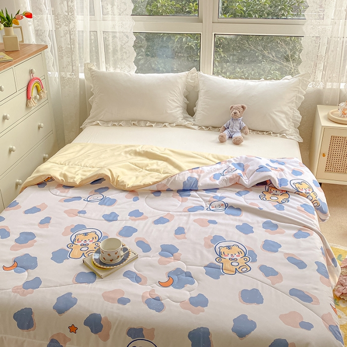 91家纺网 家纺一手货源 找家纺 寐居家纺 2022新款水洗棉小花边单夏被 豹纹虎