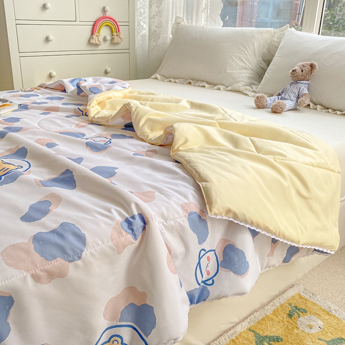 91家纺网 家纺一手货源 找家纺 寐居家纺 2022新款水洗棉小花边单夏被 豹纹虎