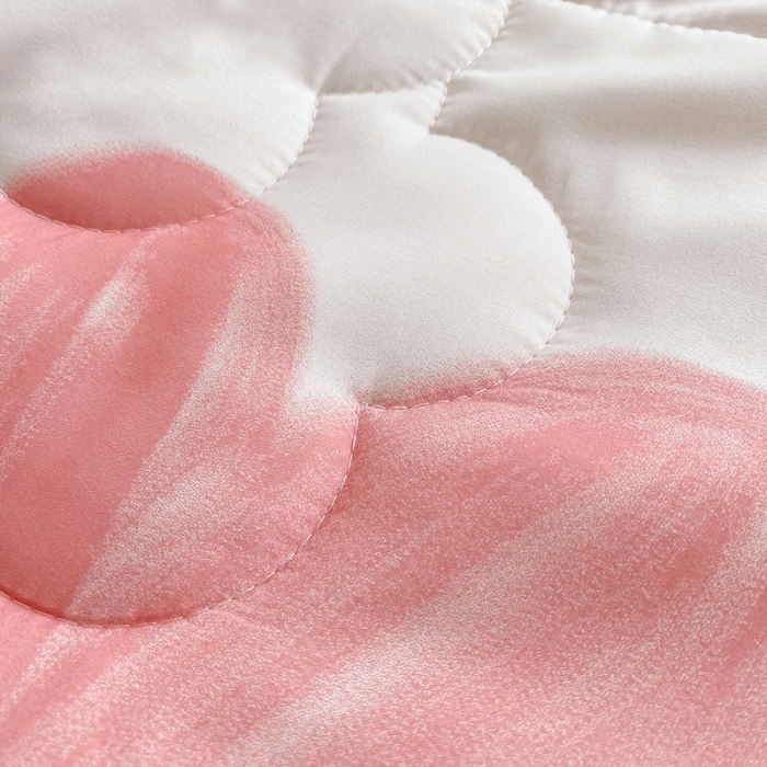 91家纺网 家纺一手货源 找家纺 寐居家纺 2022新款水洗棉小花边单夏被 粉爱心