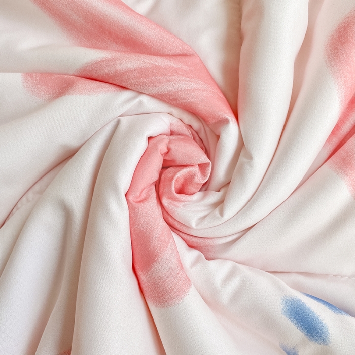 91家纺网 家纺一手货源 找家纺 寐居家纺 2022新款水洗棉小花边单夏被 粉爱心