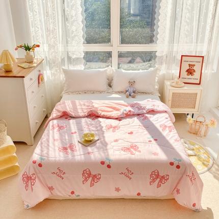 寐居家纺 2022新款水洗棉小花边单夏被 蝴蝶结