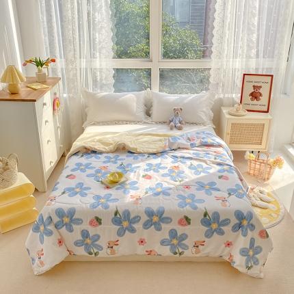 寐居家纺 2022新款水洗棉小花边单夏被 花兔