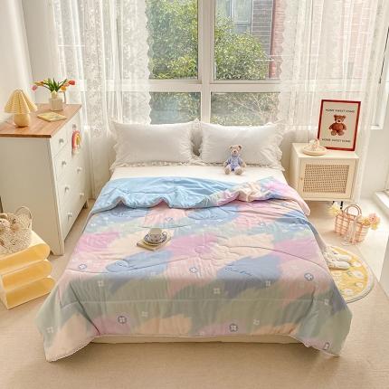 寐居家纺 2022新款水洗棉小花边单夏被 五彩缤纷