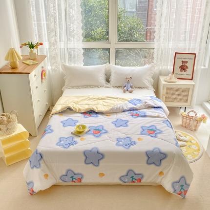 寐居家纺 2022新款水洗棉小花边单夏被 五角星
