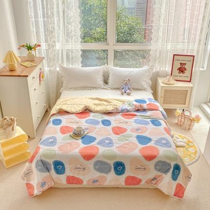 寐居家纺 2022新款水洗棉小花边单夏被 雨花石