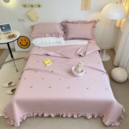 91家纺网 家纺一手货源 找家纺 （总）漫调ins风韩版荷叶边水洗全棉绗缝刺绣夏被/床盖三件套