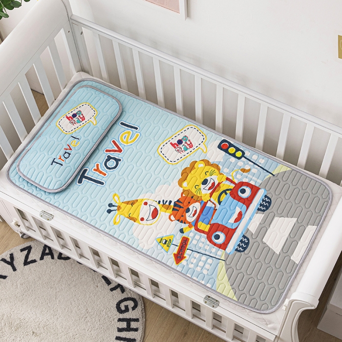 91家纺网 家纺一手货源 找家纺 小芽家居 2024新款儿童乳胶凉席卡通快乐出发