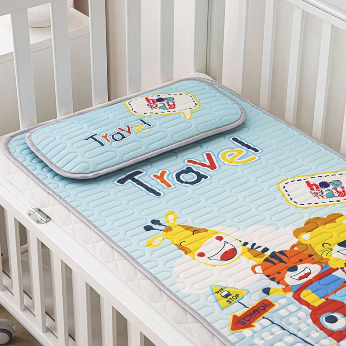 91家纺网 家纺一手货源 找家纺 小芽家居 2024新款儿童乳胶凉席卡通快乐出发