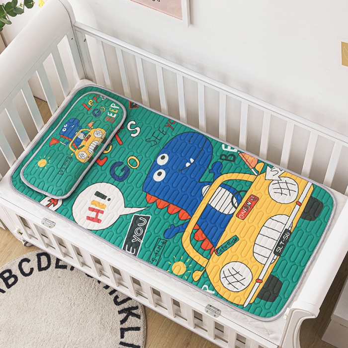 91家纺网 家纺一手货源 找家纺 小芽家居 2024新款儿童乳胶凉席卡通汽车恐龙