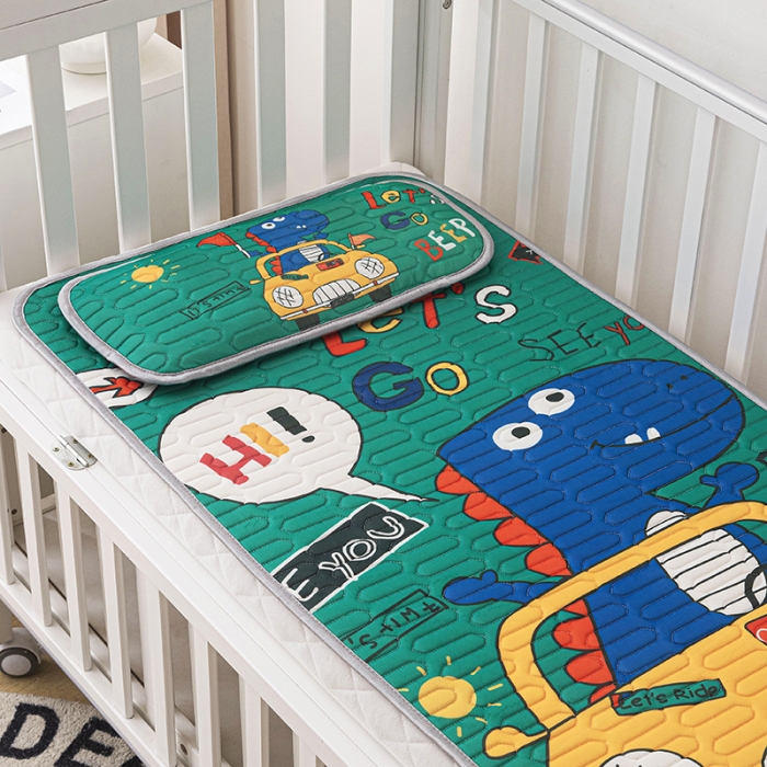 91家纺网 家纺一手货源 找家纺 小芽家居 2024新款儿童乳胶凉席卡通汽车恐龙