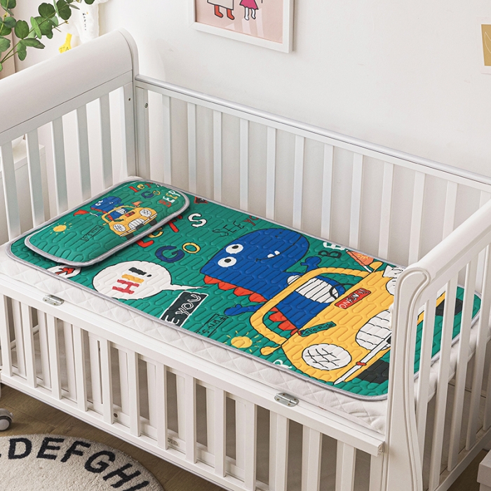 91家纺网 家纺一手货源 找家纺 小芽家居 2024新款儿童乳胶凉席卡通汽车恐龙