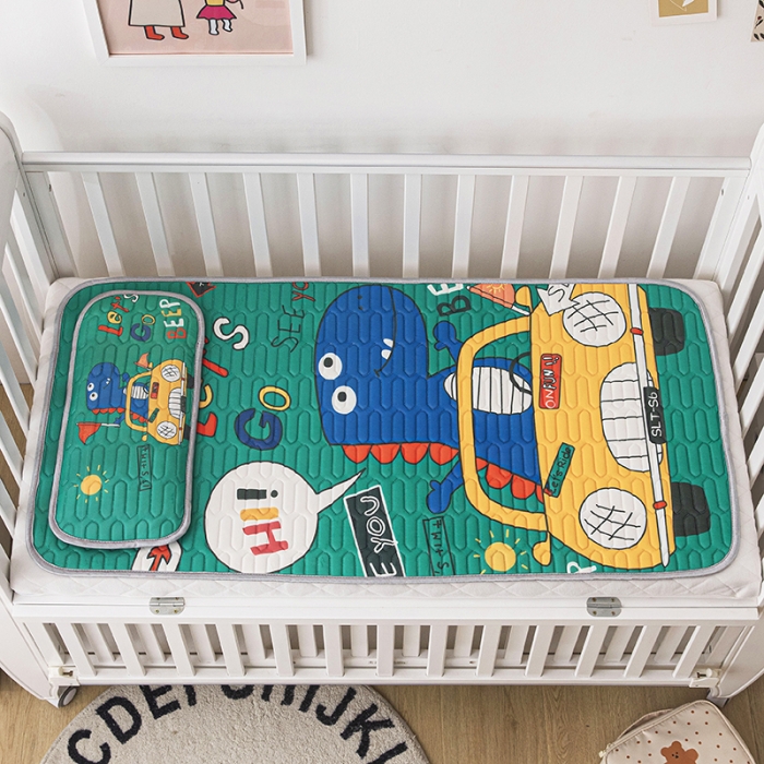 91家纺网 家纺一手货源 找家纺 小芽家居 2024新款儿童乳胶凉席卡通汽车恐龙