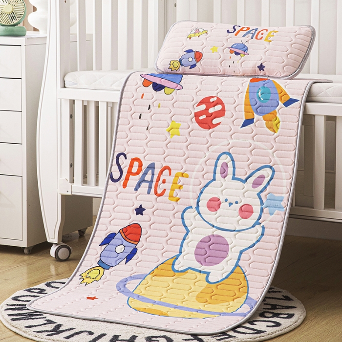 91家纺网 家纺一手货源 找家纺 小芽家居 2024新款儿童乳胶凉席卡通天空兔