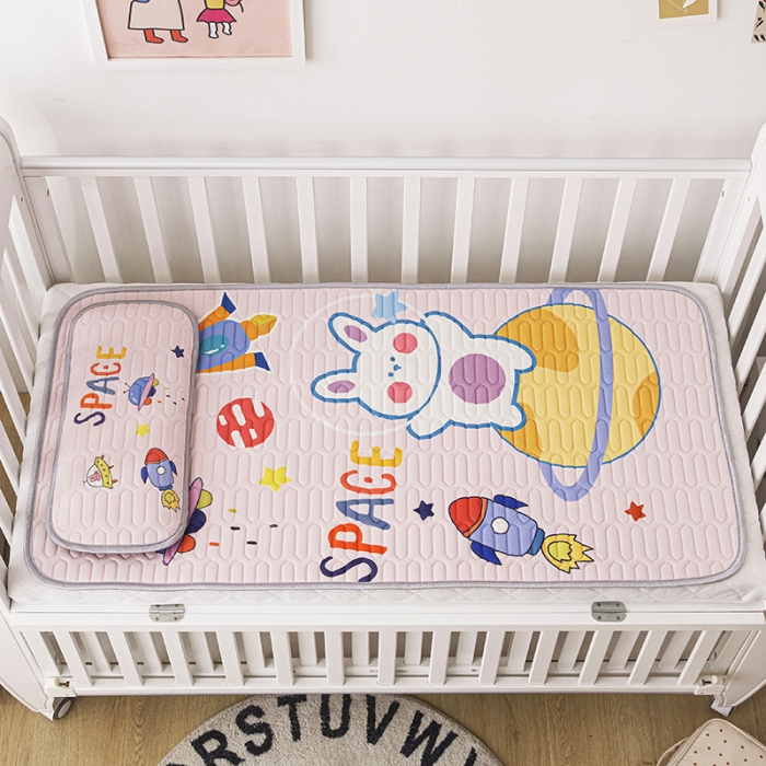 91家纺网 家纺一手货源 找家纺 小芽家居 2024新款儿童乳胶凉席卡通天空兔