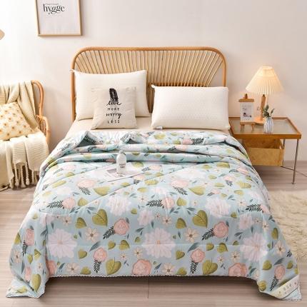 91家纺网 家纺一手货源 找家纺 富威堡2023棉花夏被小清新水洗棉夏凉被洛卡棉空调被缤纷花朵