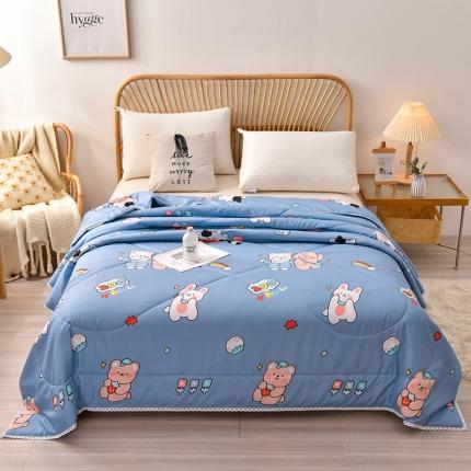 91家纺网 家纺一手货源 找家纺 总富威堡2023棉花夏被小清新印花水洗棉夏凉被洛卡棉空调被