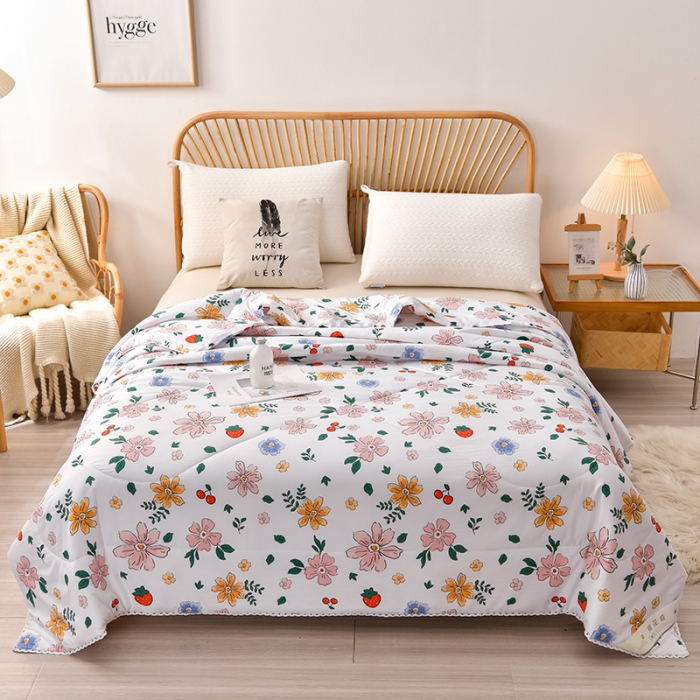 91家纺网 家纺一手货源 找家纺 富威堡 2023棉花夏被印花水洗棉夏凉被洛卡棉空调被 少女梦