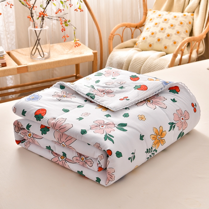 91家纺网 家纺一手货源 找家纺 富威堡 2023棉花夏被印花水洗棉夏凉被洛卡棉空调被 少女梦