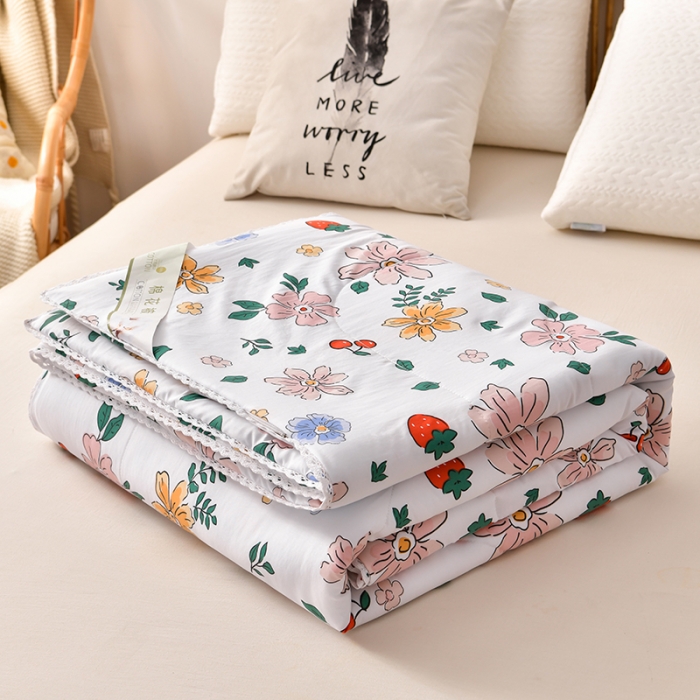 91家纺网 家纺一手货源 找家纺 富威堡 2023棉花夏被印花水洗棉夏凉被洛卡棉空调被 少女梦