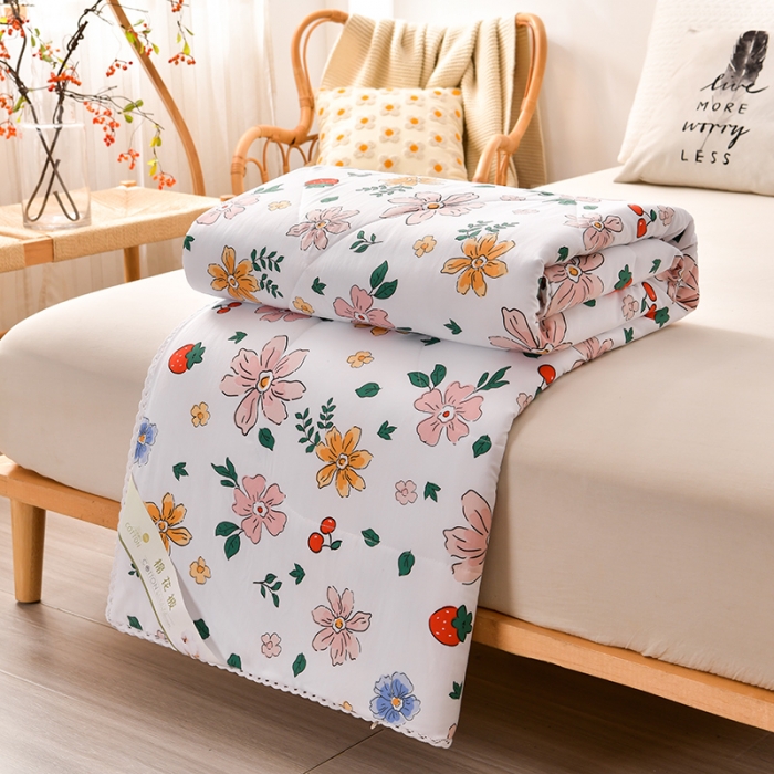 91家纺网 家纺一手货源 找家纺 富威堡 2023棉花夏被印花水洗棉夏凉被洛卡棉空调被 少女梦