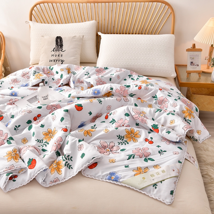 91家纺网 家纺一手货源 找家纺 富威堡 2023棉花夏被印花水洗棉夏凉被洛卡棉空调被 少女梦