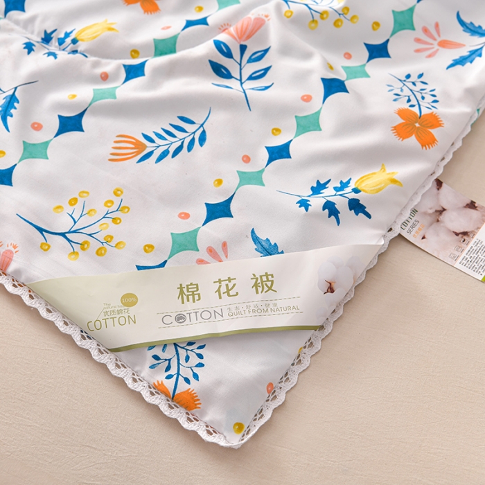 91家纺网 家纺一手货源 找家纺 富威堡2023棉花夏被印花水洗棉夏凉被洛卡棉空调被落落繁花